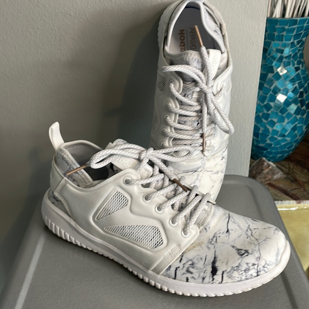 Reebok White Marbled Ortholite Running Shoes